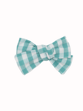 Load image into Gallery viewer, Seersucker100% cotton plaid gingham pinwheel bow