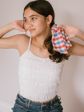Load image into Gallery viewer, Scarf Scrunchie, red, white, and blue.