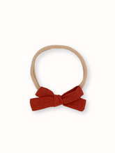 Load image into Gallery viewer, fall linen halloween baby bow headband Livy Lou Collection