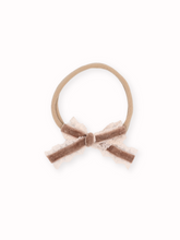 Load image into Gallery viewer, Velvet baby Bow headband with lace, Livy Lou Collection