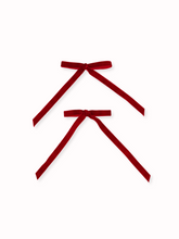 Load image into Gallery viewer, Ruby Velvet Skinny Schoolgirl Bows