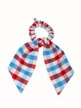 Load image into Gallery viewer, Samantha Scarf Scrunchie, red white and blue, Patriotic scrunchie