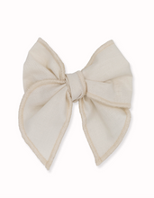 Load image into Gallery viewer, Livy Lou Collection Ivory Fable Bow in 100% organic cotton in cream color, fall collection, back to school collection, perfect  for daily wear and special occasions.