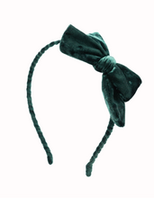 Load image into Gallery viewer, Emerald green velvet headband perfect for the holidays, christmas