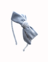 Load image into Gallery viewer, Baby blue velvet headband perfect for holidays
