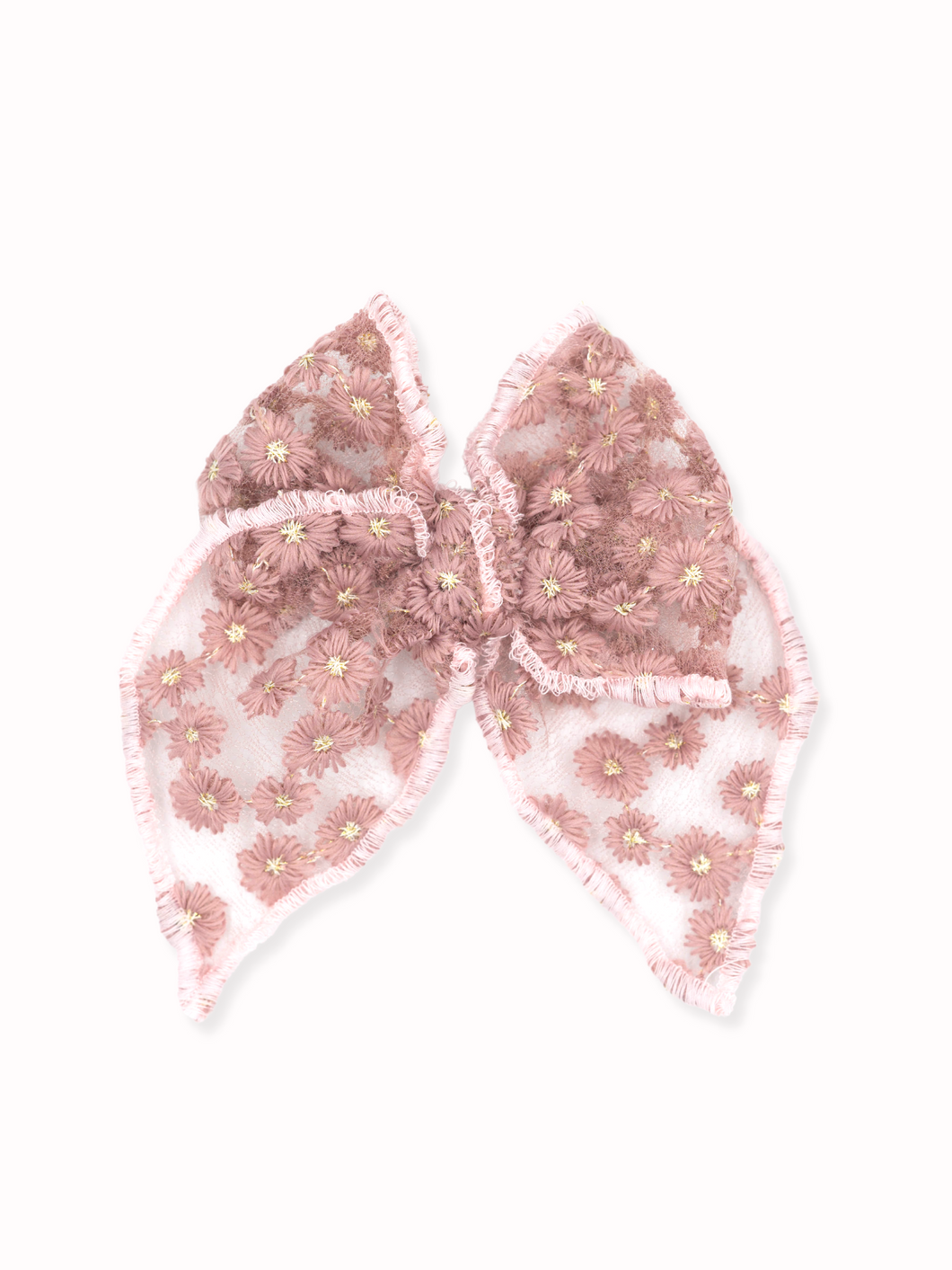Livy Lou Collection Pink Chiffon Embroidered Bows