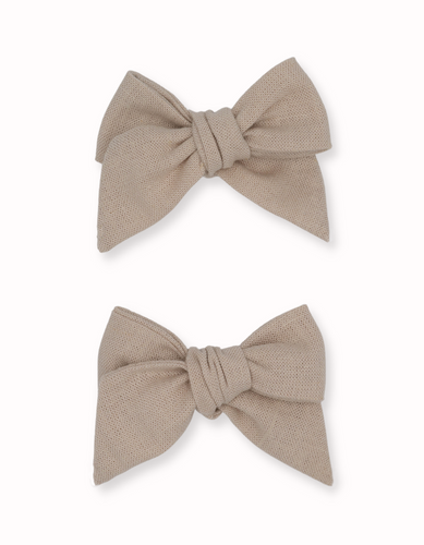 Livy Lou Collection, Maya Pinwheel bow in 2 piece sets. 100% linen fabric in vintage cream color