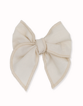 Load image into Gallery viewer, Livy Lou Collection Ivory Fable Bow in 100% organic cotton in cream color, fall collection, back to school collection, perfect  for daily wear and special occasions.
