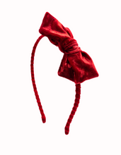 Load image into Gallery viewer, Cherry Red Velvet headband Livy Lou Collection Holiday
