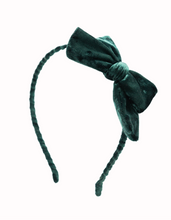 Load image into Gallery viewer, Emerald green velvet headband perfect for the holidays, christmas
