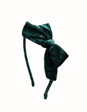 Load image into Gallery viewer, emerald green velvet headband perfect for the holidays
