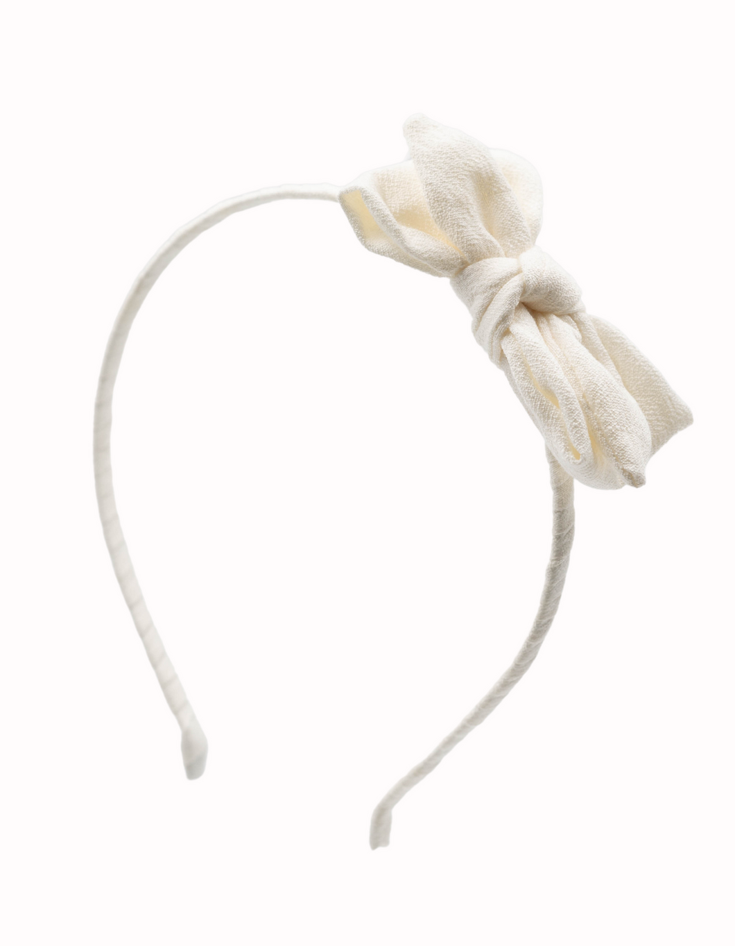 White Linen Gauze Headband for Toddler Girls 